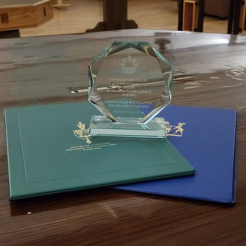 Award for Innovation & Creative Excellence given by the Upper Ottawa Valley Chamber of Commerce