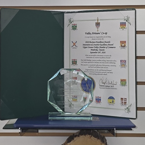 Award for Innovation & Creative Excellence given by the Upper Ottawa Valley Chamber of Commerce